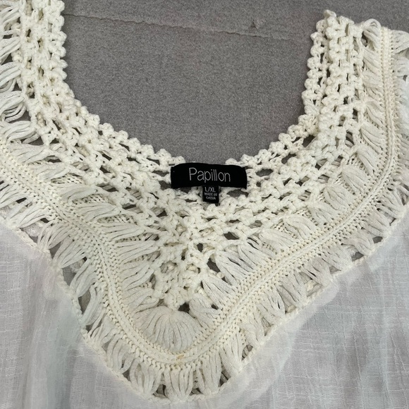[L/XL]Papillon Blanc  3/4 Sleeve Crochet Blouse - Picture 4 of 7